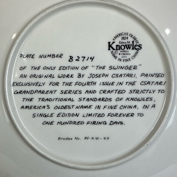 Vintage Csatari Grandparent Plate 1983 Limited Edition The Swinger Collective - Picture 3 of 14